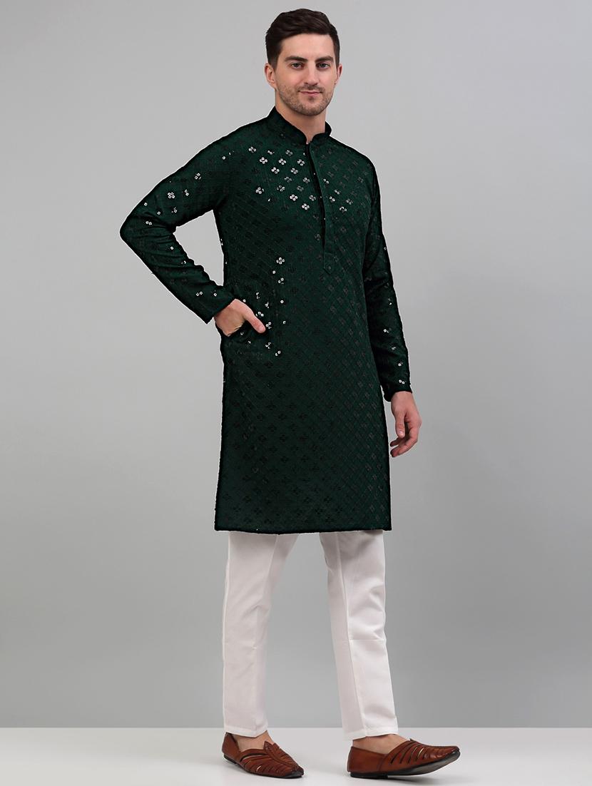 olive viscose kurta pyjama ethnic wear set - 20024840 - Standard Image - 1