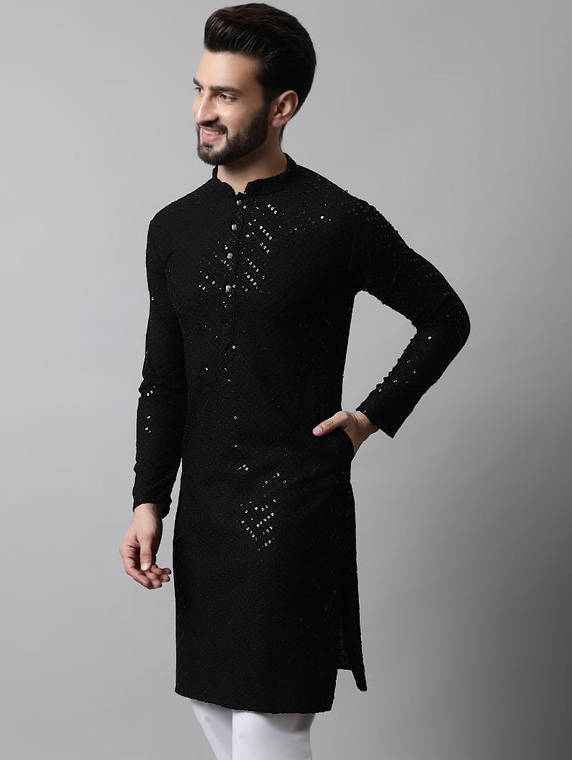 embroidered long kurta with sequin work - 20024845 - Standard Image - 1