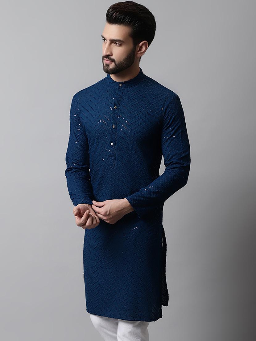 embroidered long kurta with sequin work - 20024848 - Standard Image - 1