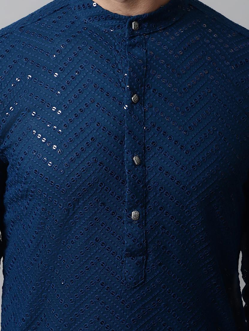 embroidered long kurta with sequin work - 20024848 - Standard Image - 4