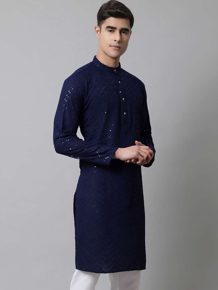 embroidered long kurta with sequin work - 20024850 - Standard Image - 1