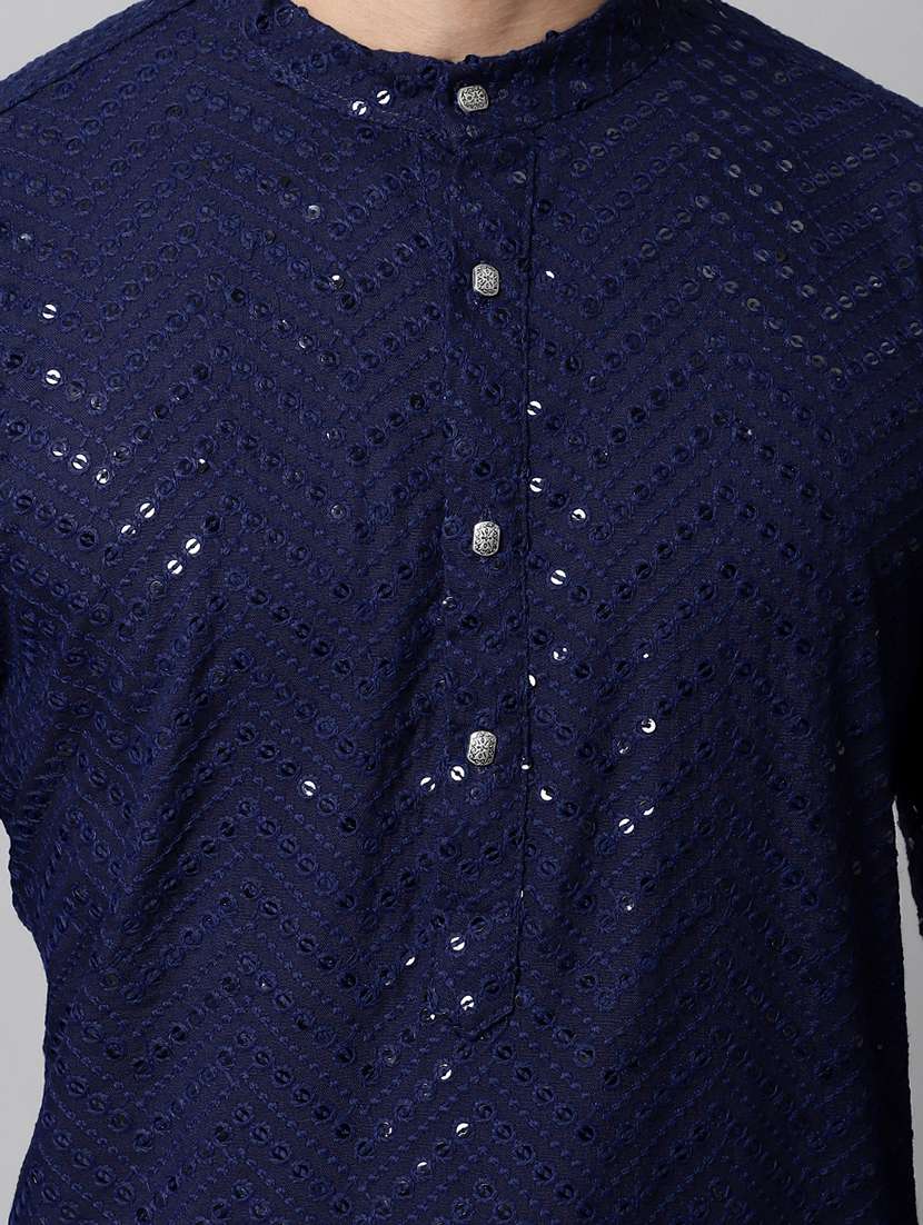 embroidered long kurta with sequin work - 20024850 - Standard Image - 4
