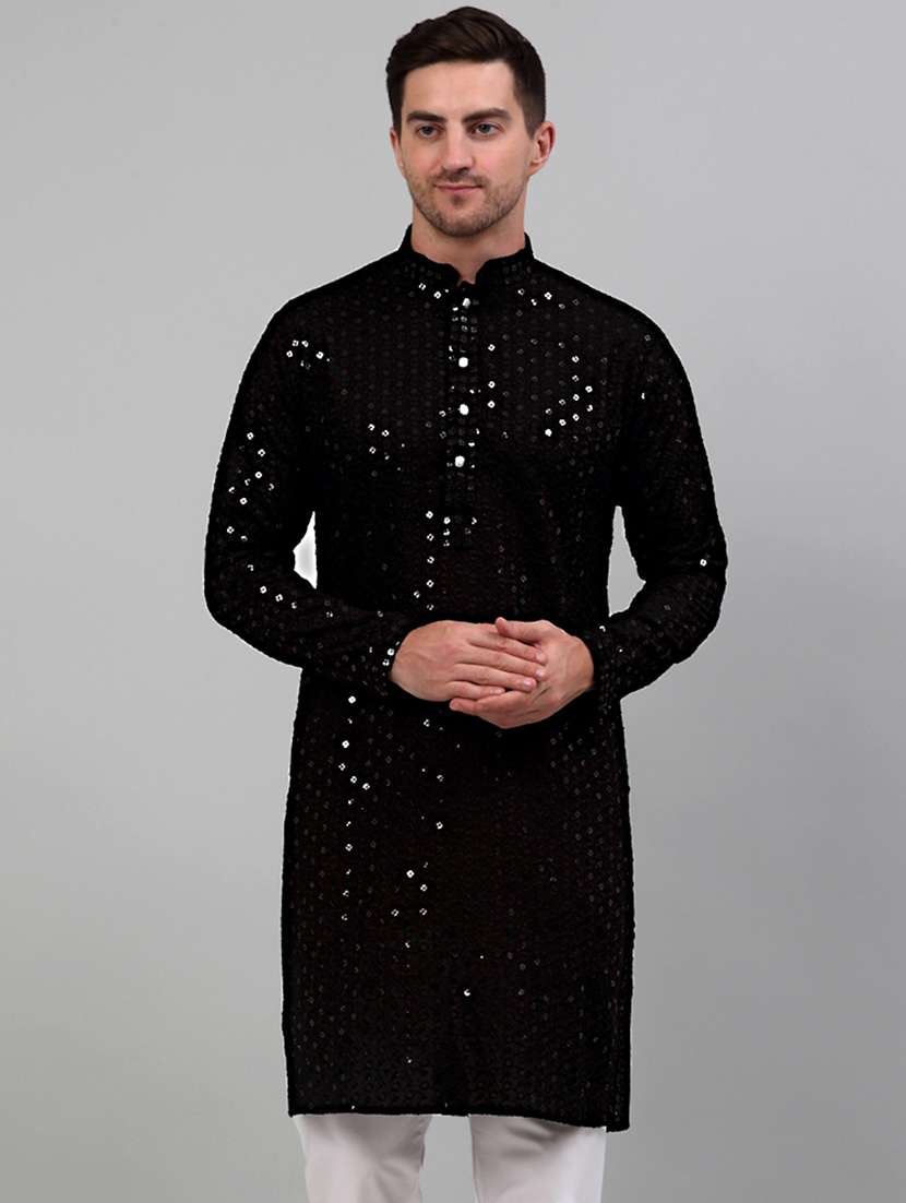 embroidered long kurta with sequin work