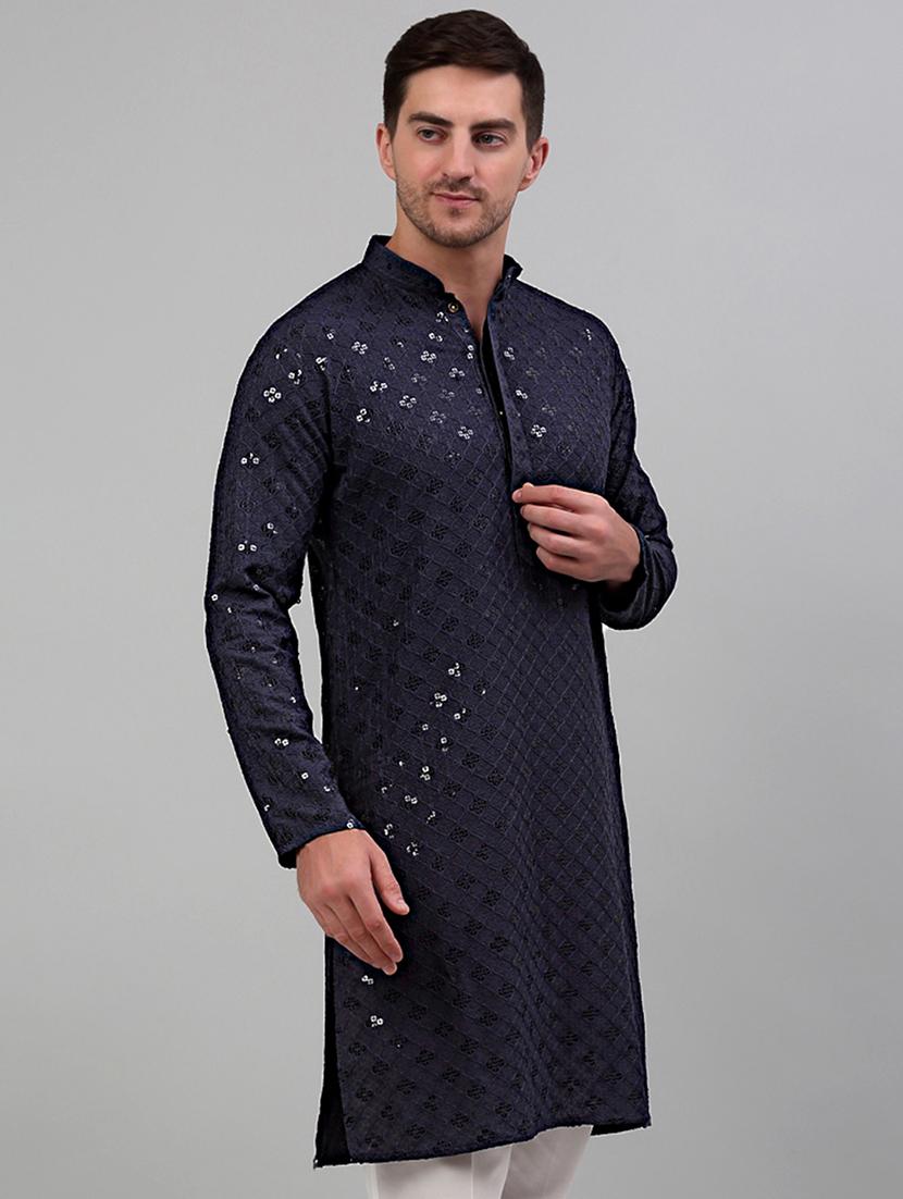 embroidered long kurta with sequin work - 20024872 -  Standard Image - 1