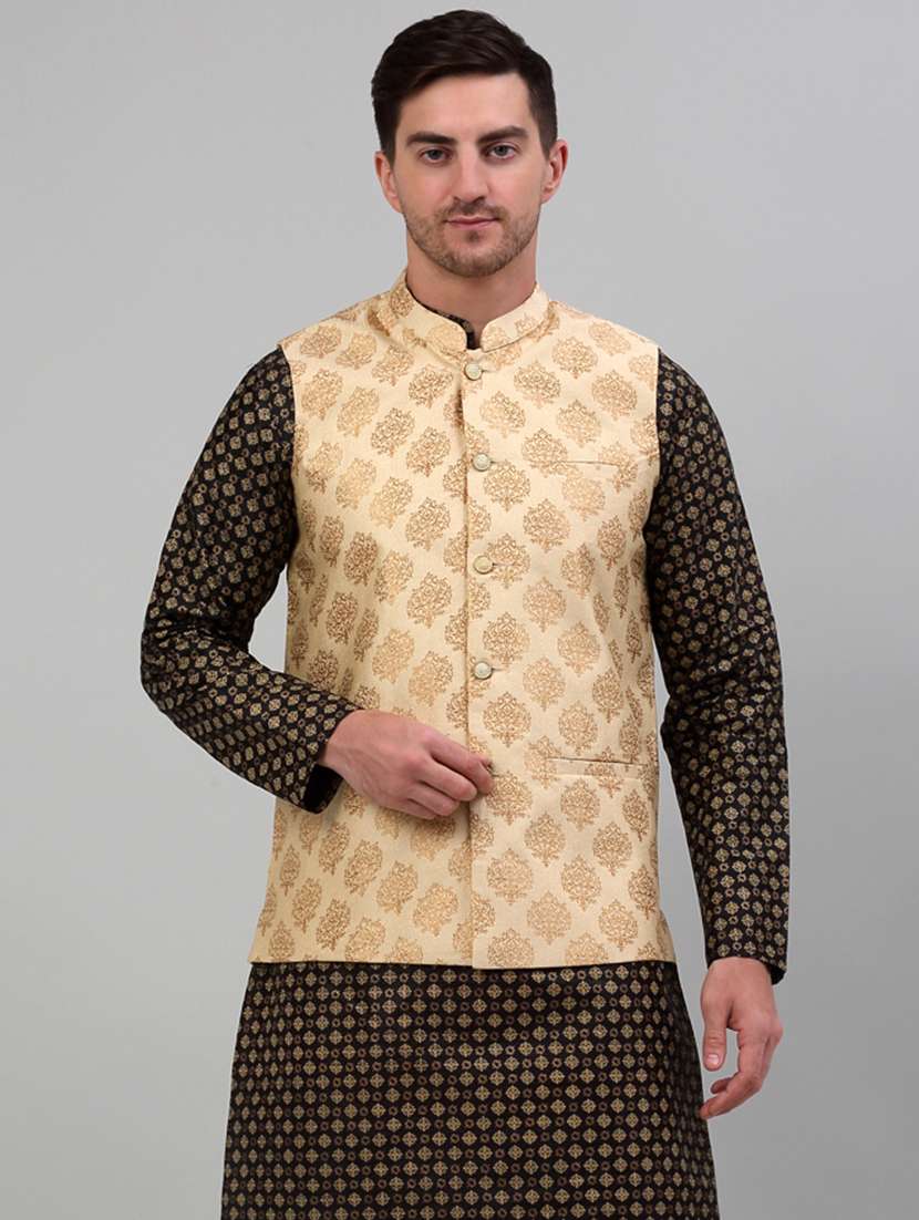 white silk blend nehru jacket