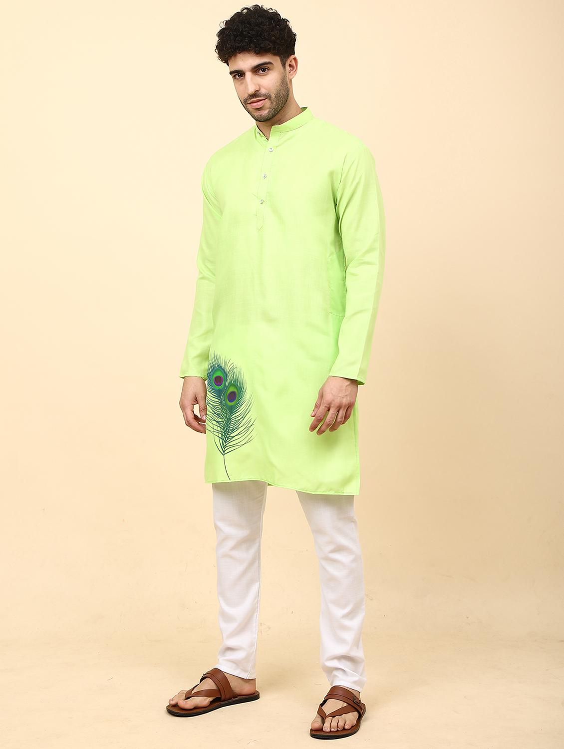 printed cotton blend long kurta - 20024925 -  Standard Image - 1