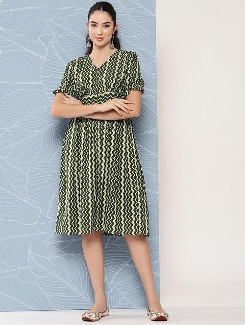 black cotton a-line ethnic dress - 20024983 - Standard Image - 0