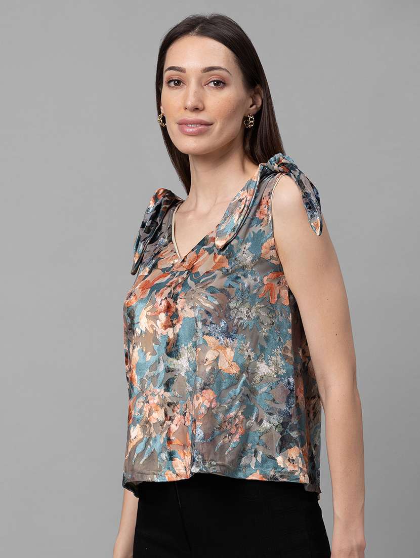 green printed regular top - 20025298 -  Standard Image - 1