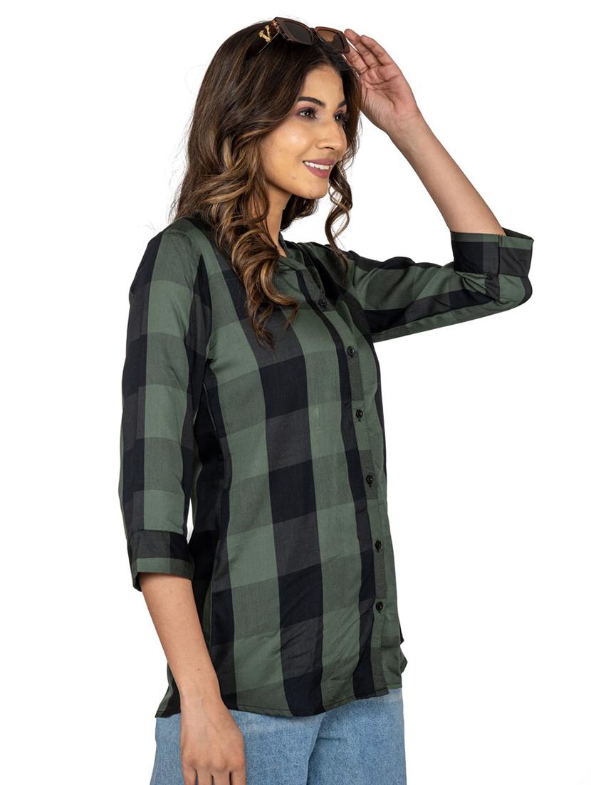 check print regular shirt for women - 20025313 - Standard Image - 1