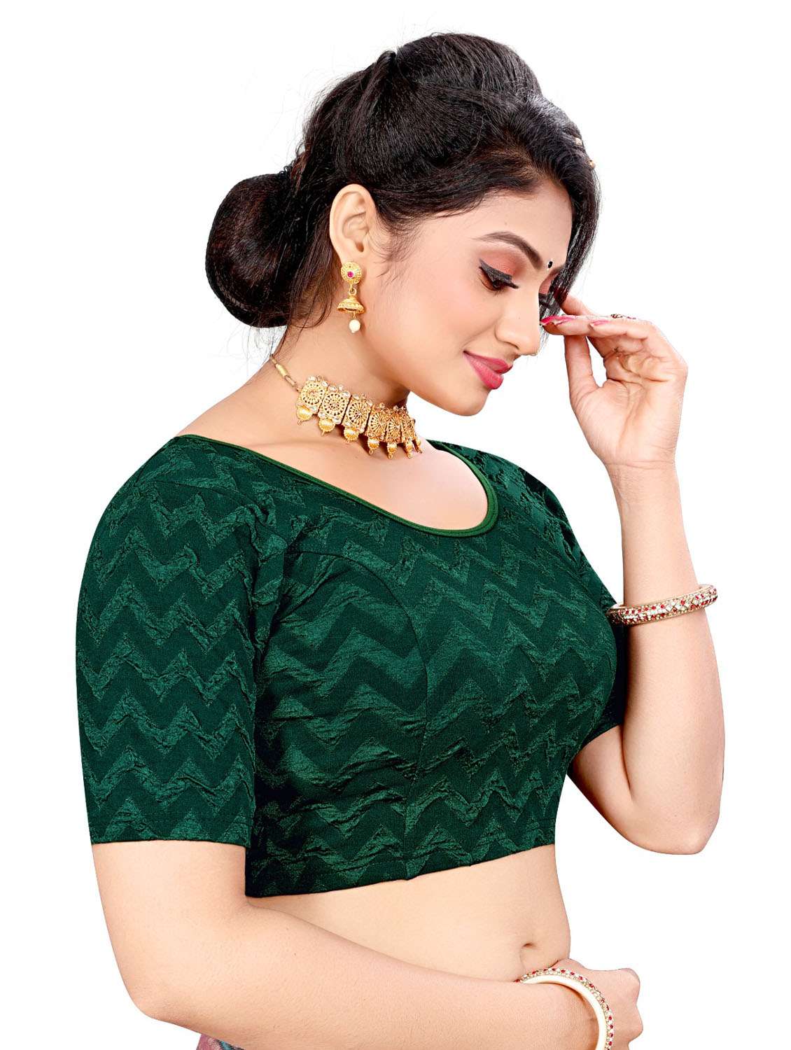 women green round neck short sleeves blouse - 20025348 - Standard Image - 1