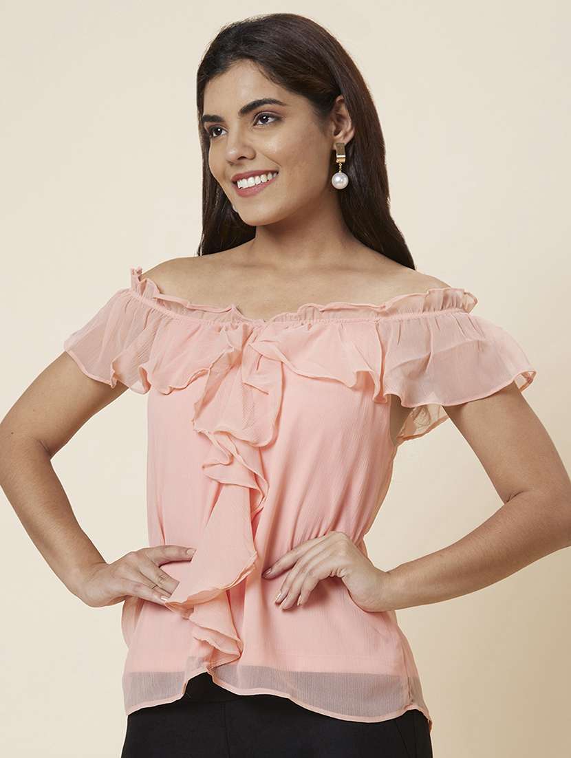 women's ruffle off shoulder top - 20025451 -  Standard Image - 1