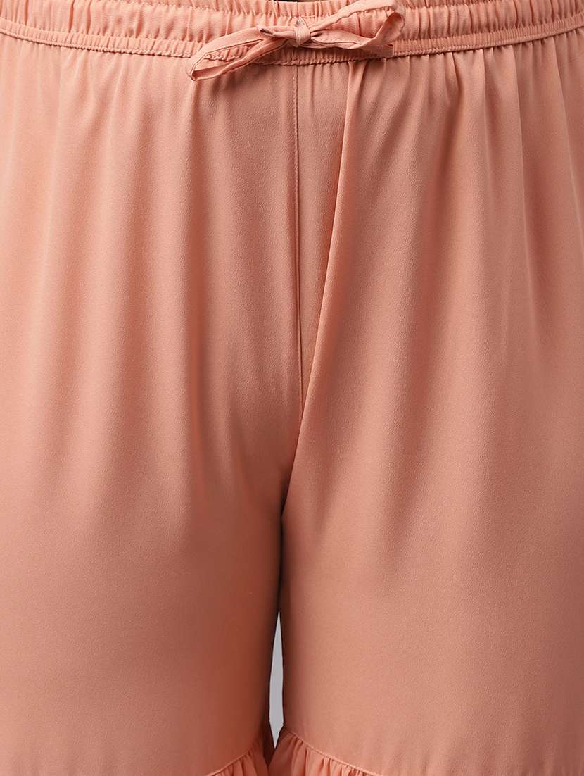Peach Round Neck Kurta Sharara Set - 20025463 -  Standard Image - 4
