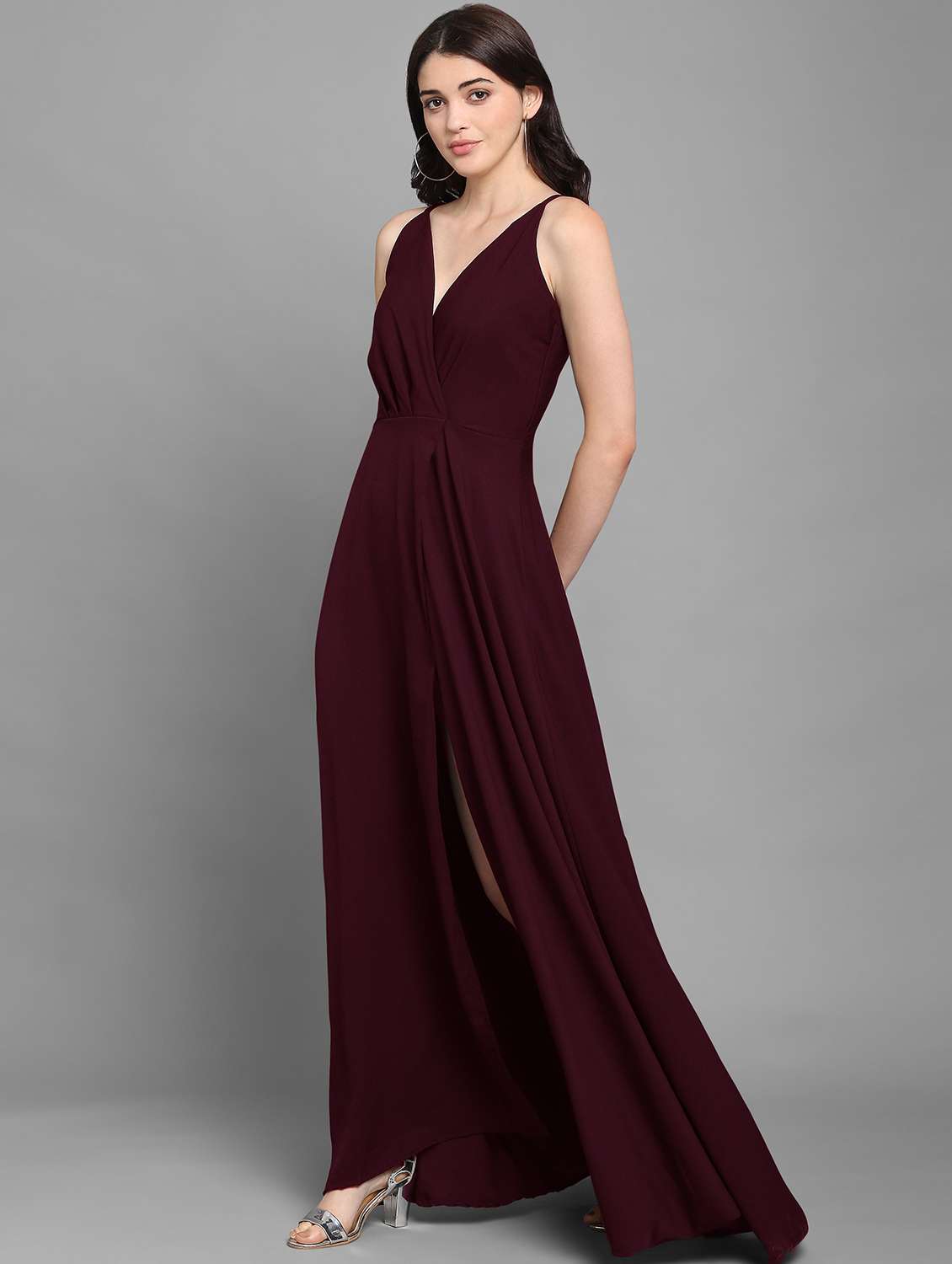 women's wrap solid dress - 20026146 - Standard Image - 1