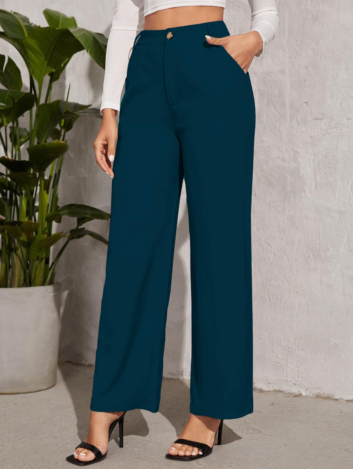 teal solids flat front trousers - 20026369 - Standard Image - 1