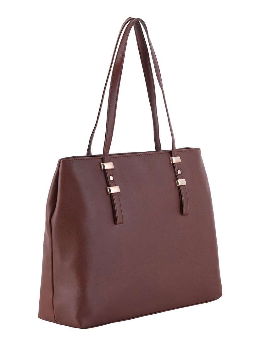 brown leatherette (pu) regular handbag - 20026768 - Standard Image - 4