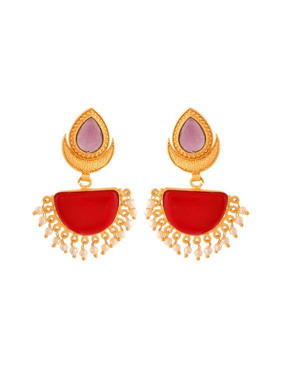 red brass chandballi earring - 20026837 -  Standard Image - 1