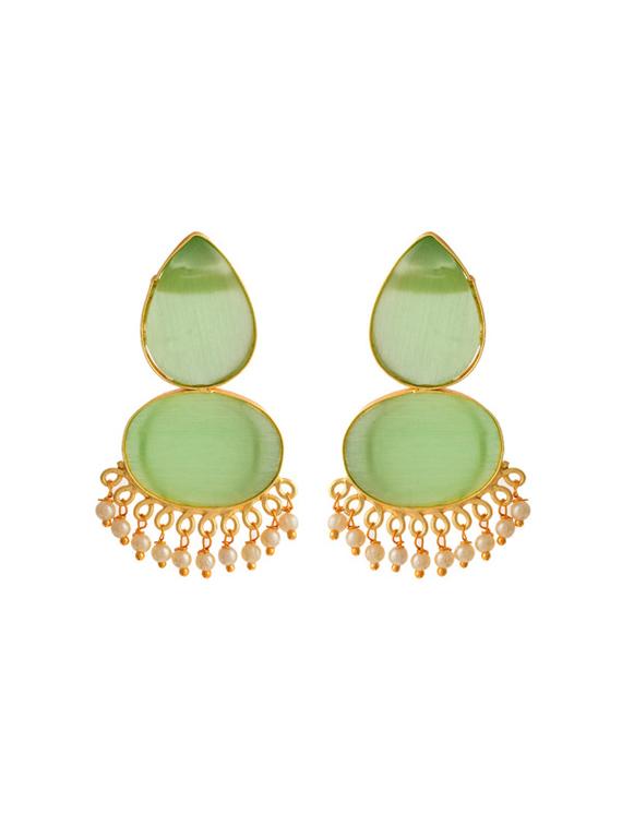 green brass chandballi earring - 20026838 -  Standard Image - 1