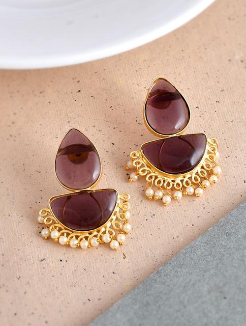 women gold plated drop earring - 20026839 - Standard Image - 0