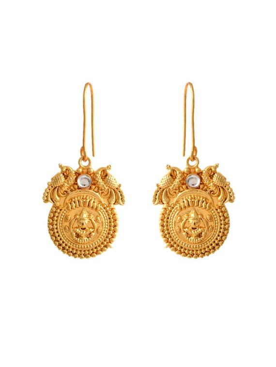 gold brass drop earring - 20026843 - Standard Image - 1
