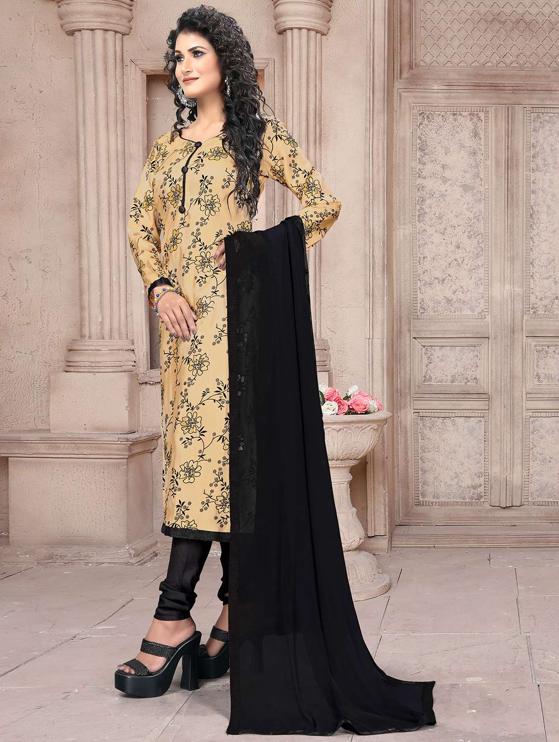 printed unstitched churidaar suits - 20029478 -  Standard Image - 1