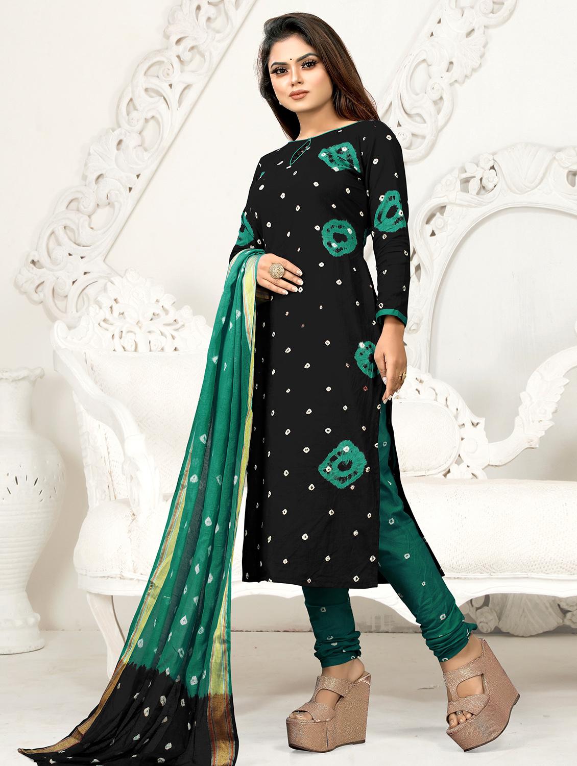 boat neck unstitched churidaar suits - 20029489 - Standard Image - 1