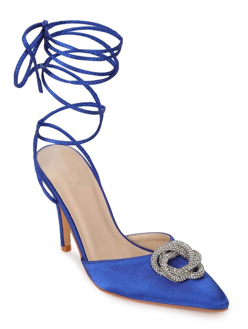 blue lace-up stiletto sandals - 20029612 - Standard Image - 1