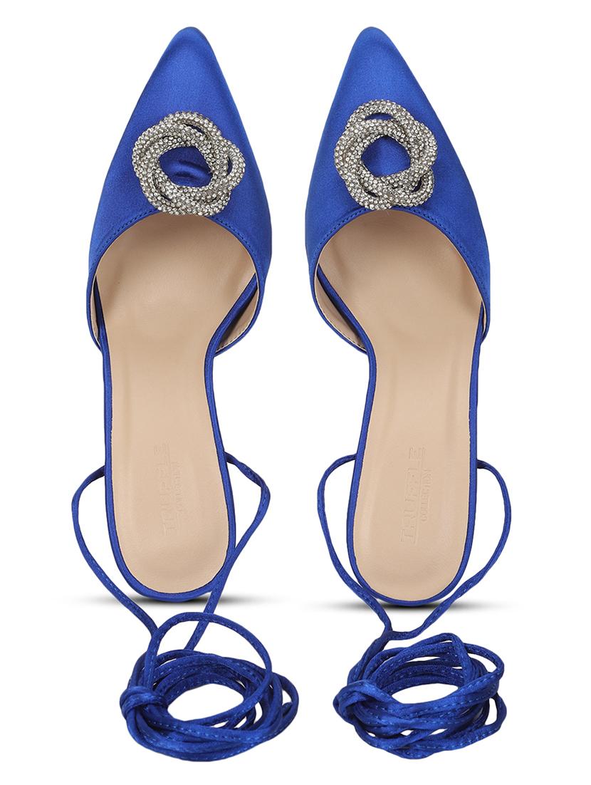 blue lace-up stiletto sandals - 20029612 - Standard Image - 4