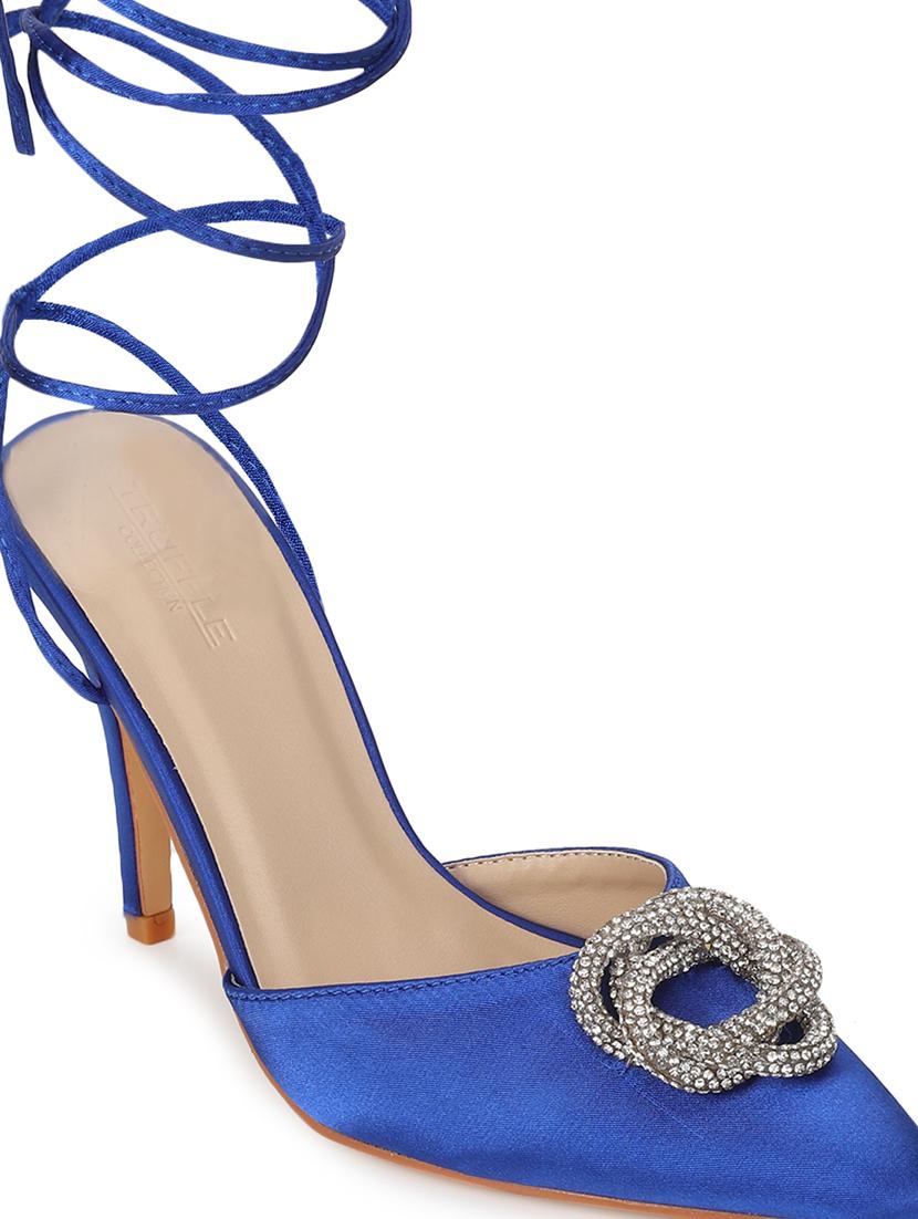 blue lace-up stiletto sandals - 20029612 - Standard Image - 6