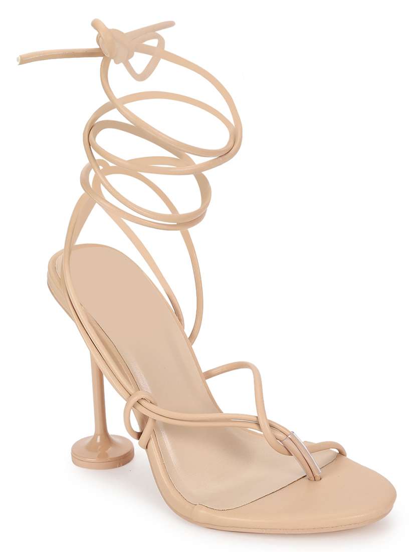 nude lace-up stiletto sandals - 20029628 -  Standard Image - 1