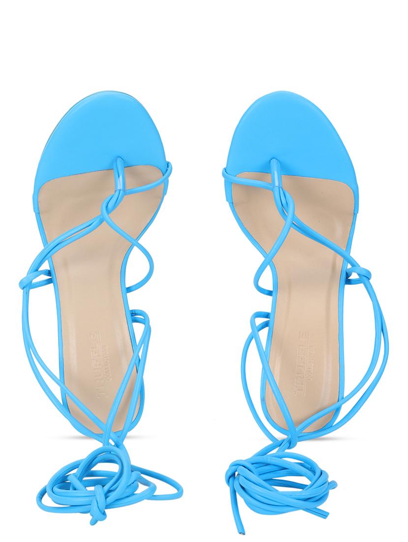 blue lace-up stiletto sandals - 20029629 - Standard Image - 4