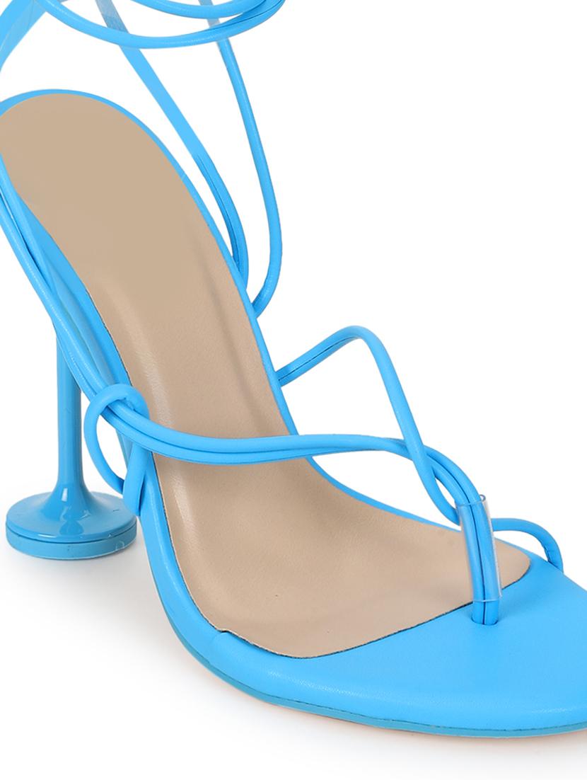 blue lace-up stiletto sandals - 20029629 - Standard Image - 6