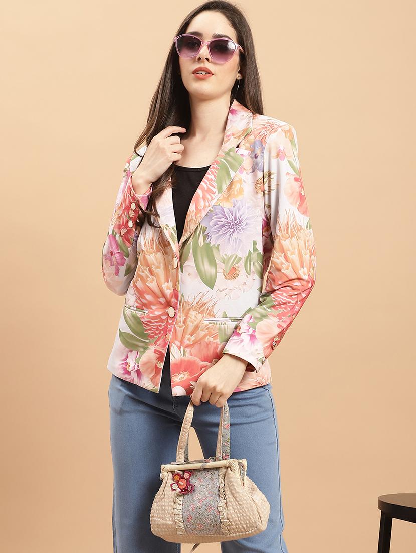 lapel neck printed long sleeves blazer - 20029638 - Standard Image - 1
