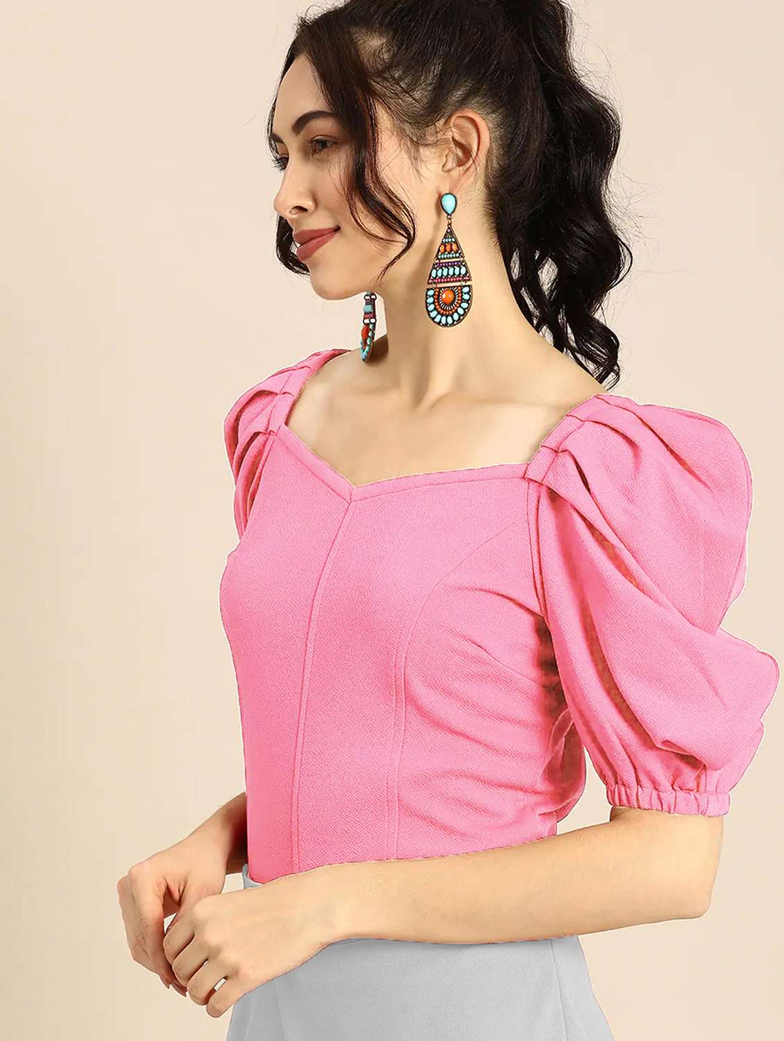 women's crop sweetheart neck top - 20029878 -  Standard Image - 1