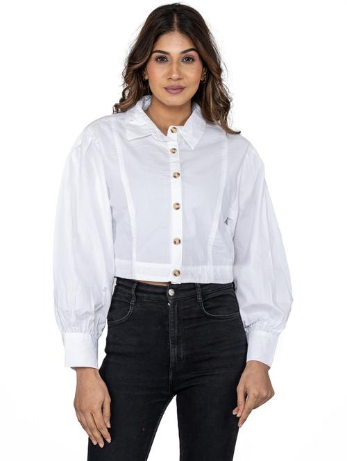 white solid shirt - 20029978 - Standard Image - 0