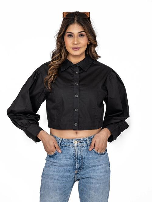 black solid shirt - 20029983 - Standard Image - 0