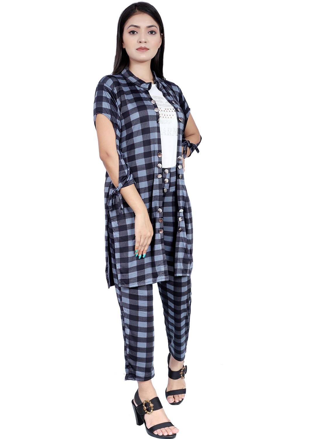 blue checks regular jacket - 20030135 - Standard Image - 1
