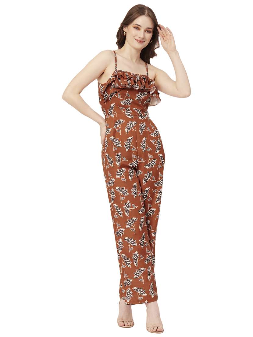 cami neck printed full leg jumpsuit