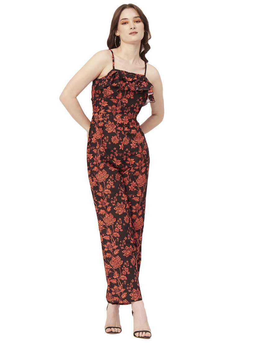 cami neck printed full leg jumpsuit