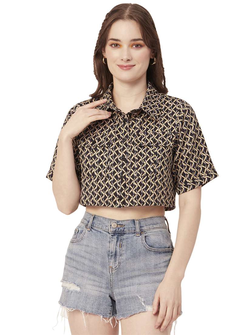black cotton crop shirt