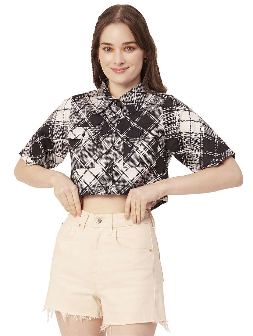 black cotton crop shirt
