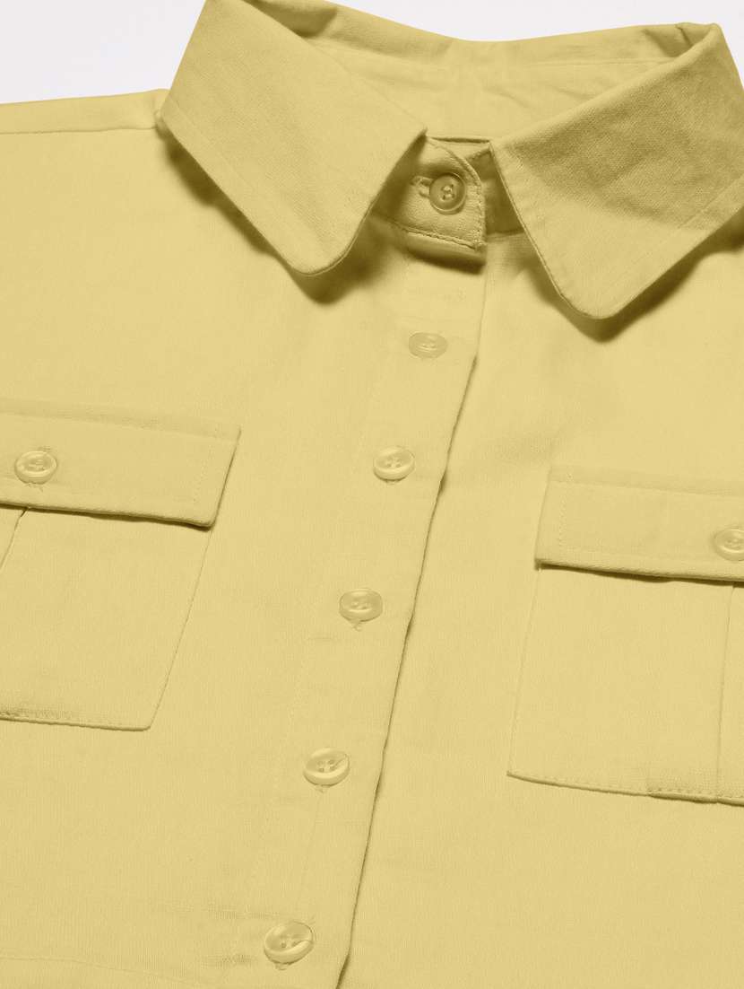 yellow cotton crop shirt - 20031251 - Standard Image - 4