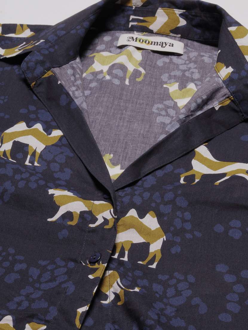 blue cotton blend crop shirt - 20031258 -  Standard Image - 4