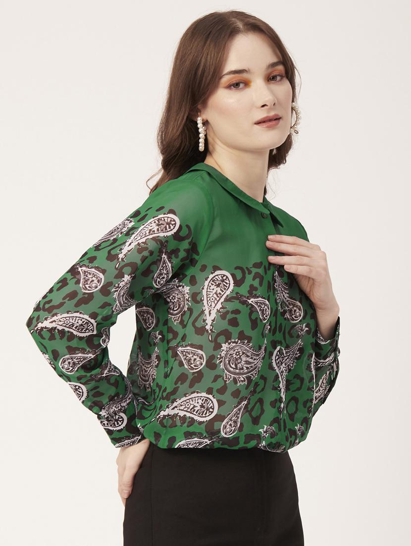 peter pan neck printed shirt - 20031260 -  Standard Image - 1