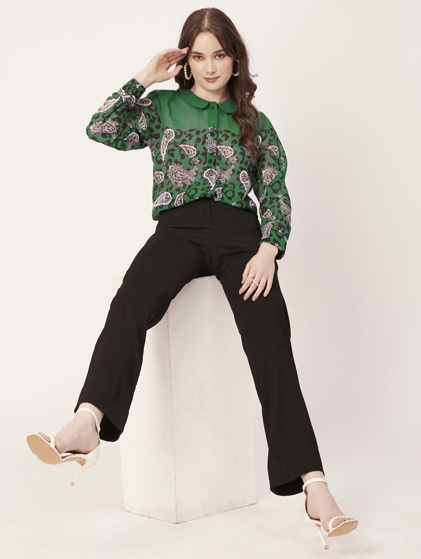 peter pan neck printed shirt - 20031260 - Standard Image - 4