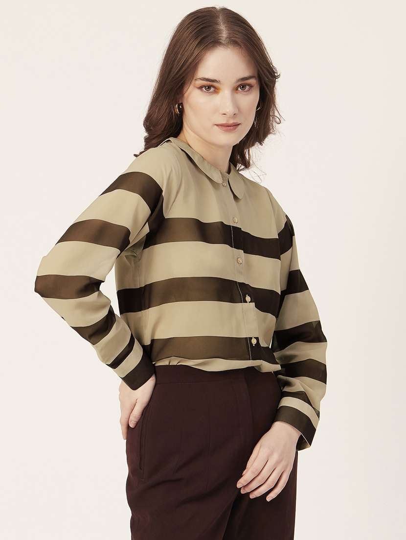peter pan neck printed shirt - 20031264 -  Standard Image - 1