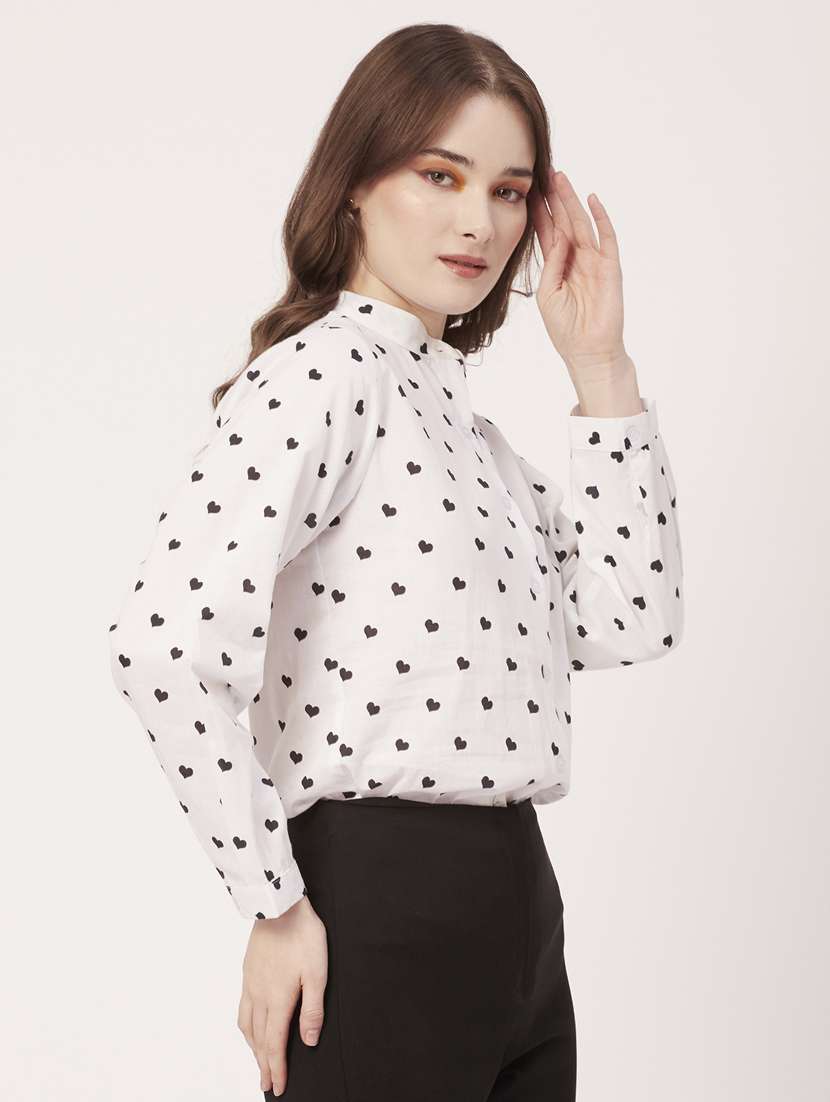 mandarin neck printed shirt - 20031268 -  Standard Image - 1