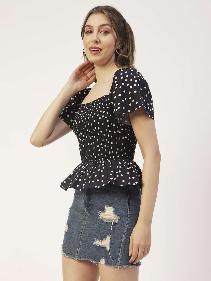 women's peplum square neck top - 20031273 -  Standard Image - 1