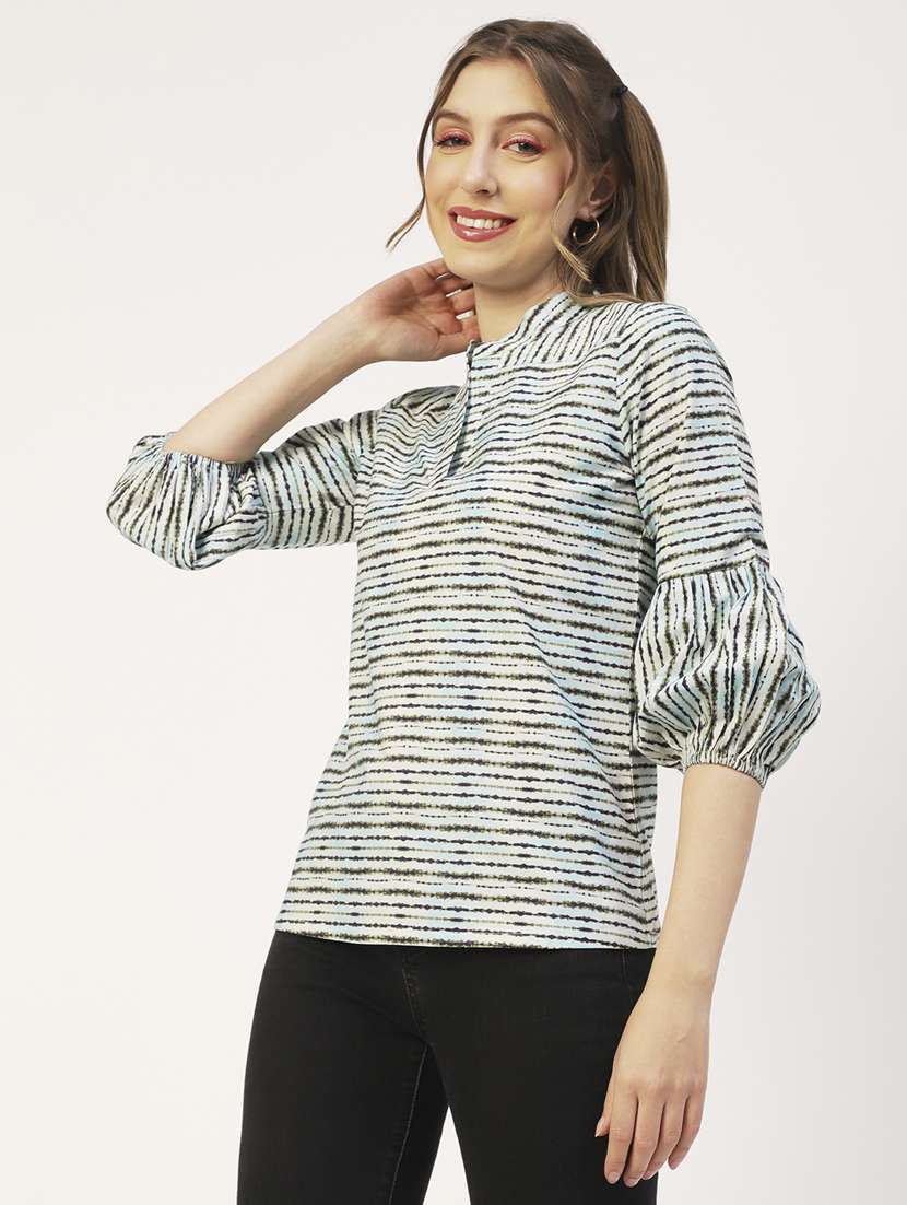 women's straight mandarin neck top - 20031276 -  Standard Image - 1