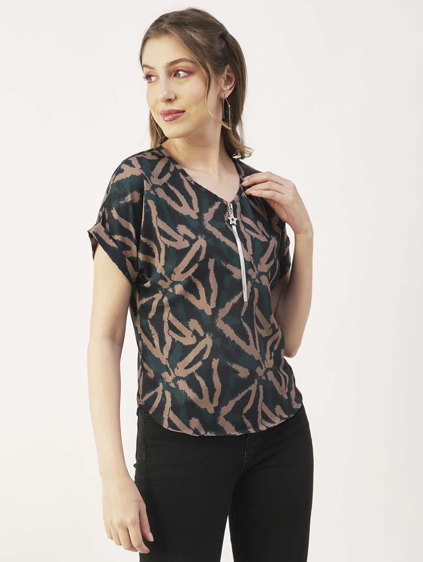 women's straight v neck top - 20031277 - Standard Image - 1