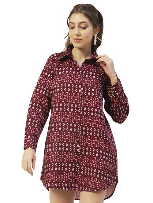 long sleeved printed shirt tunic - 20031278 - Standard Image - 0